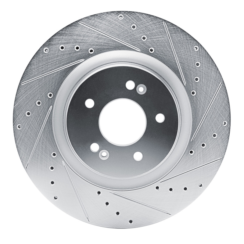 Hyundai SONATA Brake Rotor (1) - Front Right - R1 Concepts - Drilled & Slotted - Silver - `21-`26
